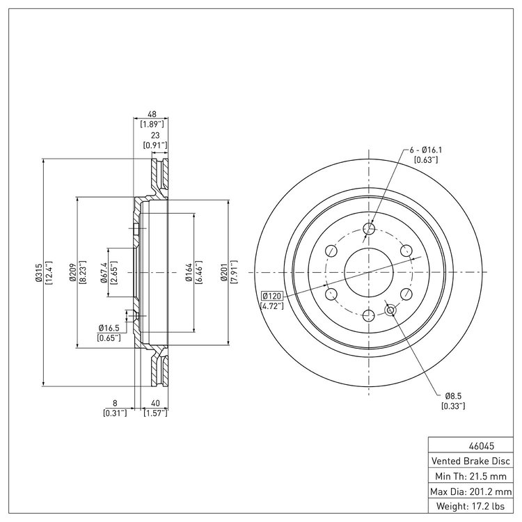 E-Line Blank Brake Rotor, 2010-2016 GM, Position: Rear