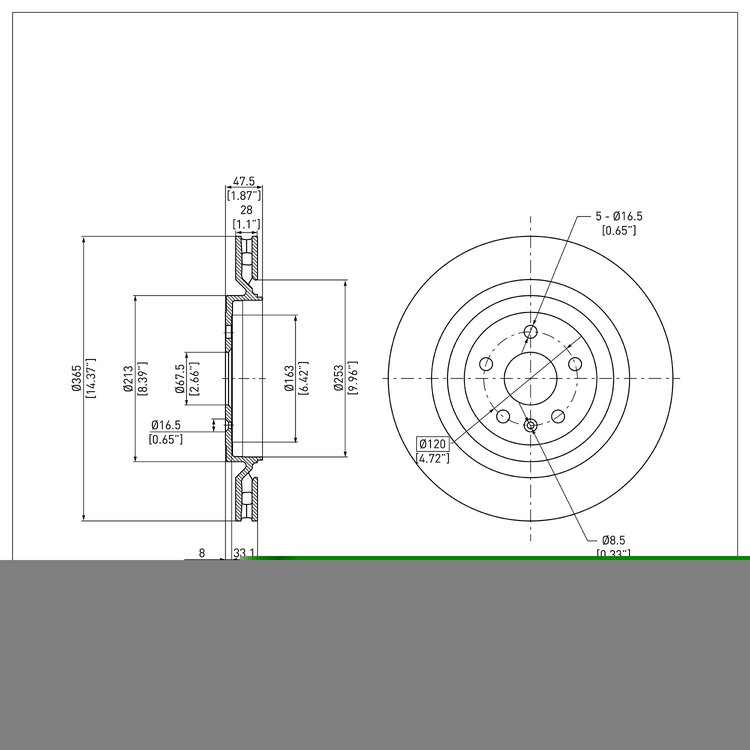 E-Line Blank Brake Rotor, Fits Select GM, Position: Rear