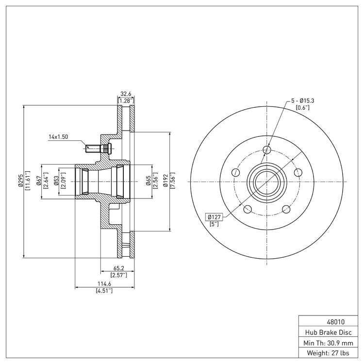 E-Line Blank Brake Rotor, 1988-1994 GM, Position: Front