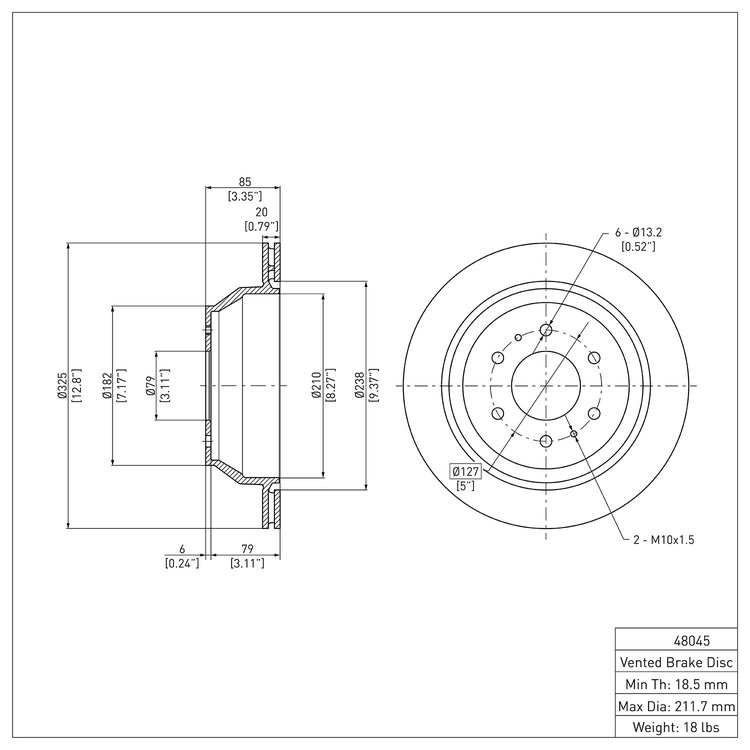 E-Line Blank Brake Rotor, 2002-2009 GM, Position: Rear
