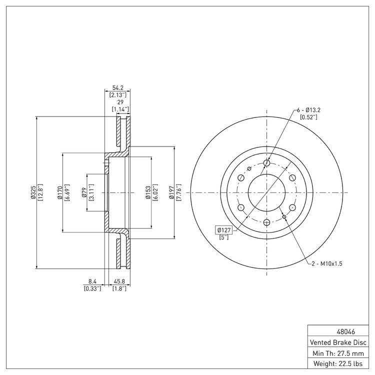 E-Line Blank Brake Rotor, 2002-2009 GM, Position: Front