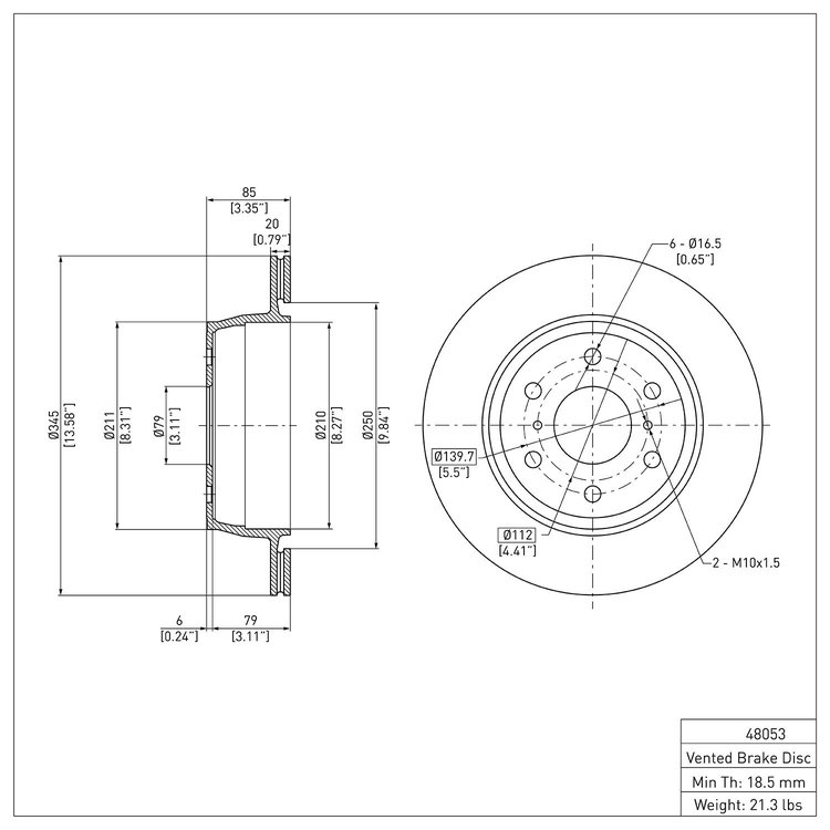 E-Line Blank Brake Rotor, 2007-2020 GM, Position: Rear