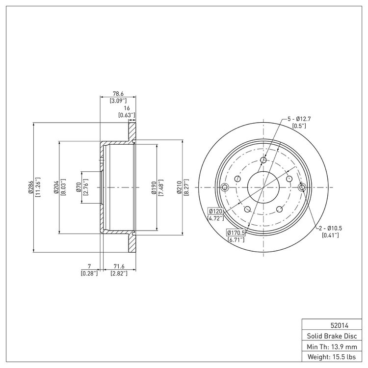 E-Line Blank Brake Rotor, 2004-2004 GM, Position: Rear