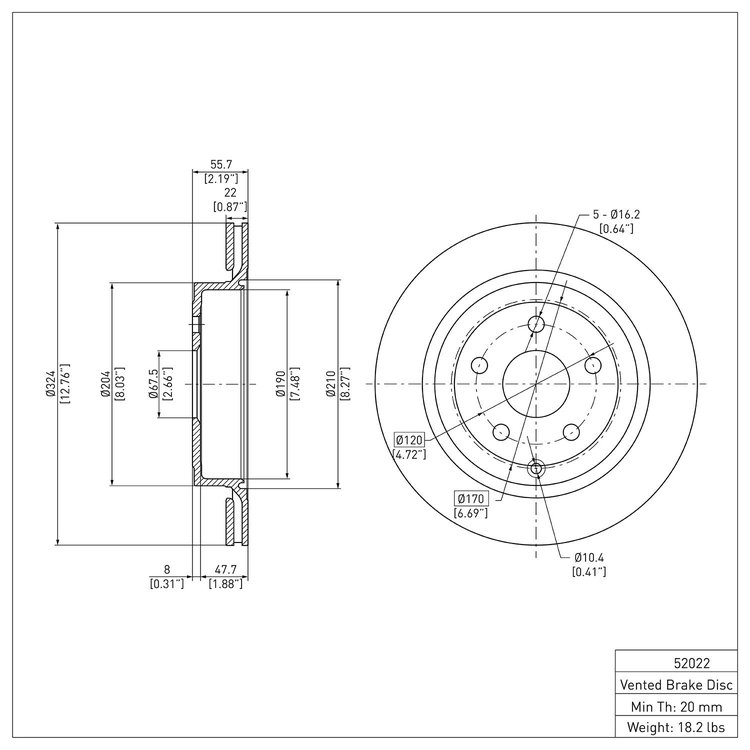 E-Line Blank Brake Rotor, 2008-2017 GM, Position: Rear
