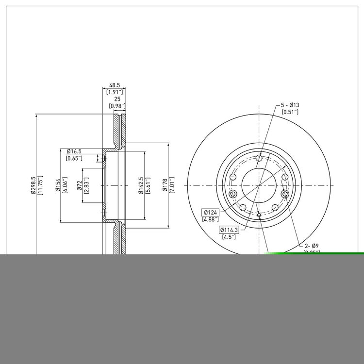 E-Line Blank Brake Rotor, 2006-2013 Ford/Lincoln/Mercury/Mazda, Position: Front