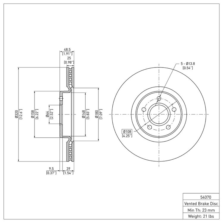 E-Line Blank Brake Rotor, 2004-2019 Fits Multiple Makes/Models, Position: Front