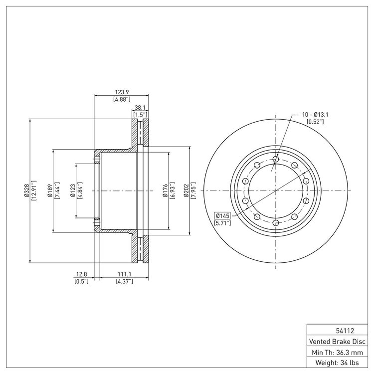 E-Line Blank Rotor, 1988-1998 Ford/Lincoln/Mercury/Mazda, Position: Front & Rear