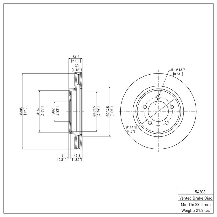 E-Line Blank Brake Rotor, 2006-2010 Ford/Lincoln/Mercury/Mazda, Position: Front