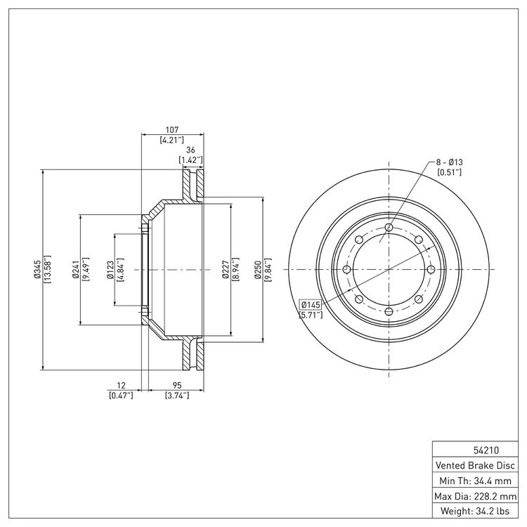E-Line Blank Brake Rotor, Fits Select Ford/Lincoln/Mercury/Mazda, Position: Rear
