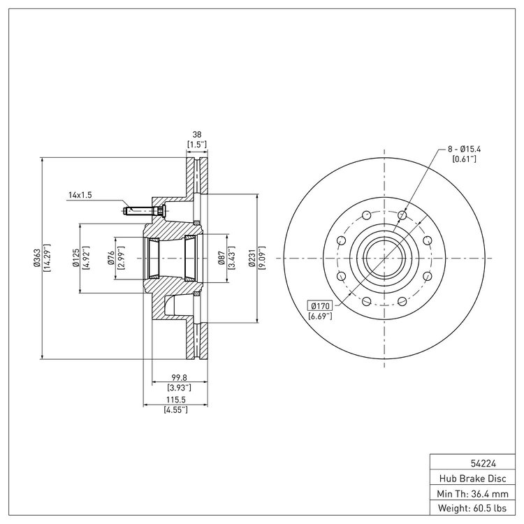 E-Line Blank Brake Rotor, Fits Select Ford/Lincoln/Mercury/Mazda, Position: Front