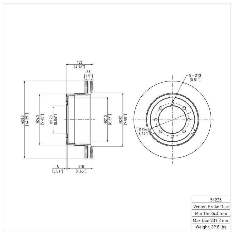 E-Line Blank Brake Rotor, Fits Select Ford/Lincoln/Mercury/Mazda, Position: Rear Right