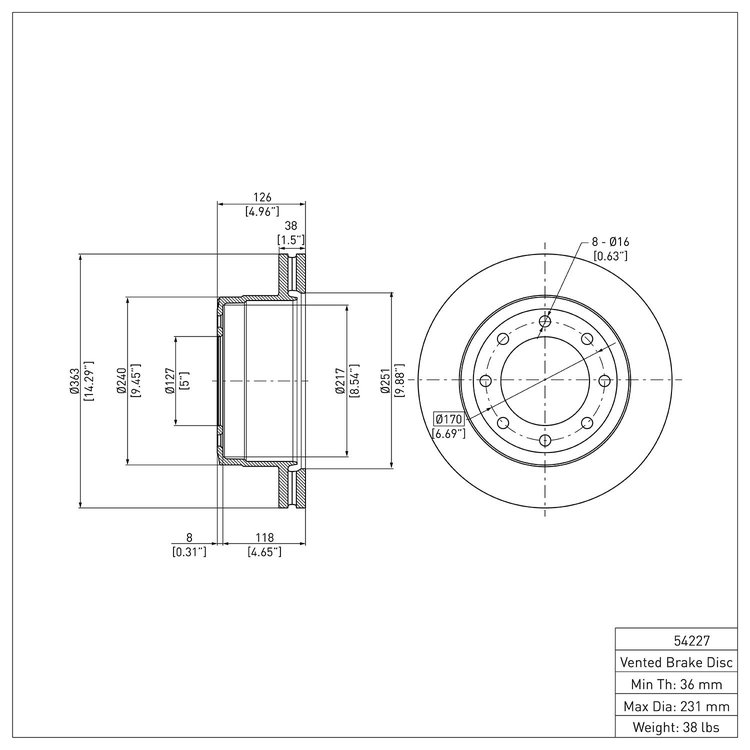 E-Line Blank Brake Rotor, Fits Select Ford/Lincoln/Mercury/Mazda, Position: Rear
