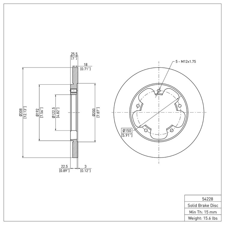 E-Line Blank Brake Rotor, 2015-2020 Ford/Lincoln/Mercury/Mazda, Position: Rear