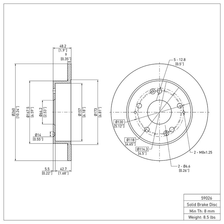 E-Line Blank Brake Rotor, 1997-2006 Acura/Honda, Position: Rear