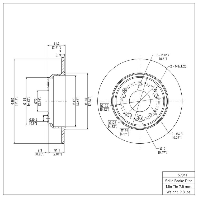E-Line Blank Brake Rotor, 1991-1999 Fits Multiple Makes/Models, Position: Rear