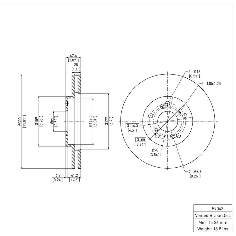 E-Line Blank Brake Rotor, 1999-2014 Acura/Honda, Position: Front
