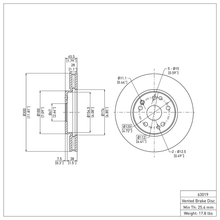 E-Line Blank Brake Rotor, 1990-1998 Mercedes-Benz, Position: Front