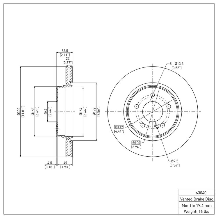 E-Line Blank Brake Rotor, 1998-2009 Fits Multiple Makes/Models, Position: Rear