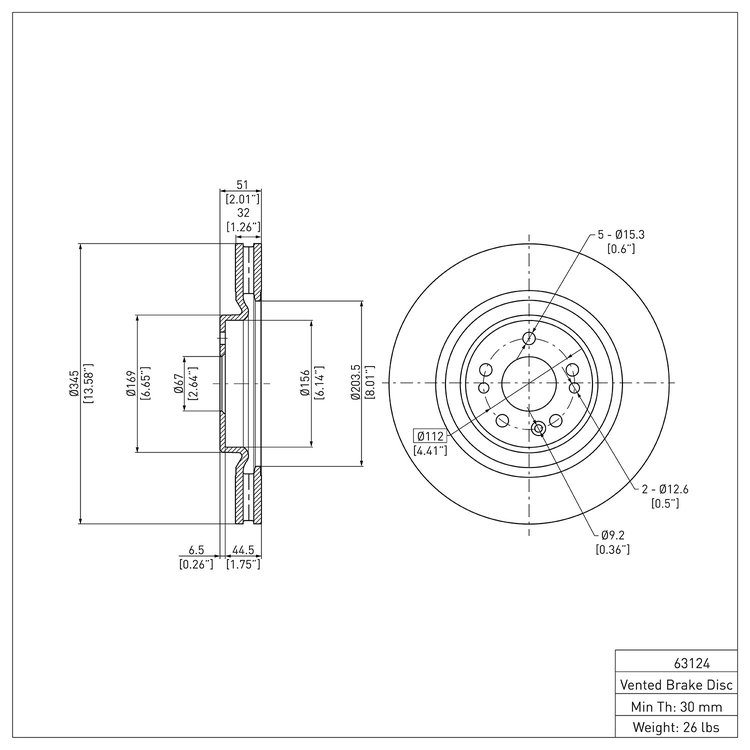 E-Line Blank Brake Rotor, 2000-2005 Mercedes-Benz, Position: Front