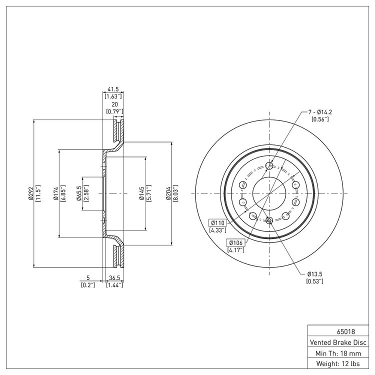 E-Line Blank Brake Rotor, 2003-2011 GM, Position: Rear