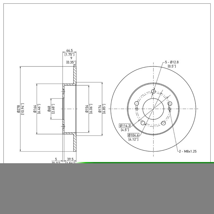 E-Line Blank Brake Rotor, 1994-2004 Infiniti/Nissan, Position: Rear