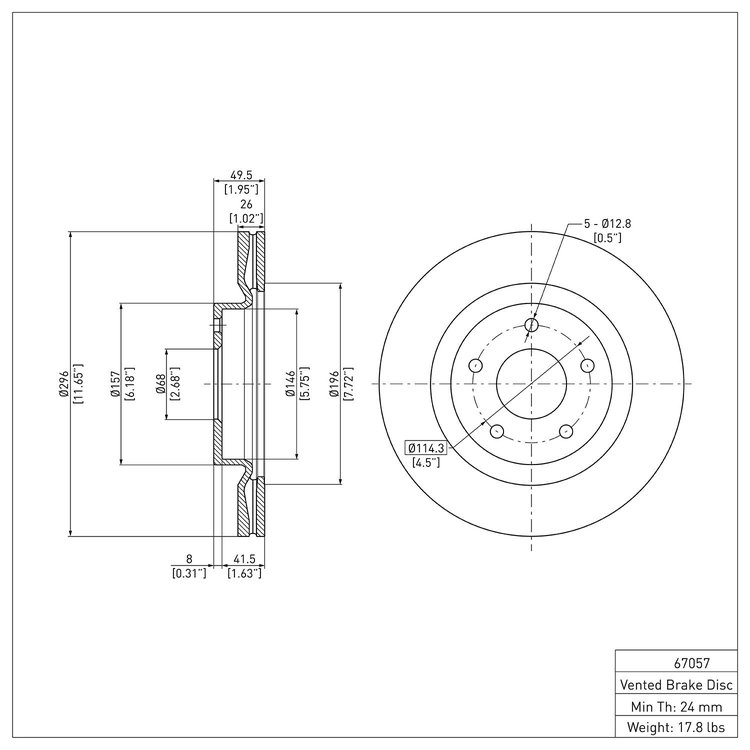 E-Line Blank Brake Rotor, 2007-2013 Infiniti/Nissan, Position: Front