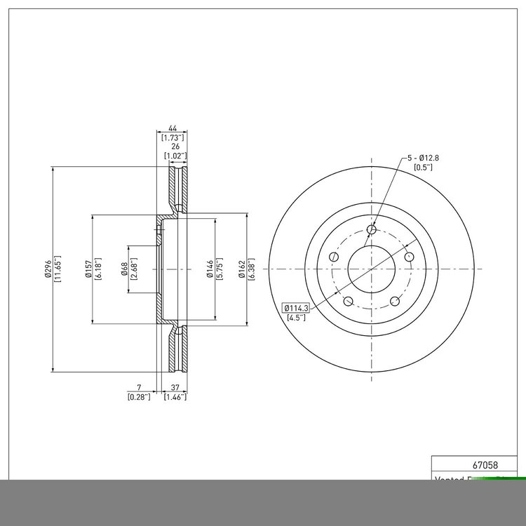 E-Line Blank Brake Rotor, 2007-2015 Infiniti/Nissan, Position: Front