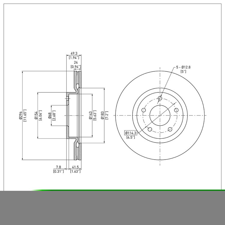 E-Line Blank Brake Rotor, 2003-2005 Infiniti/Nissan, Position: Front