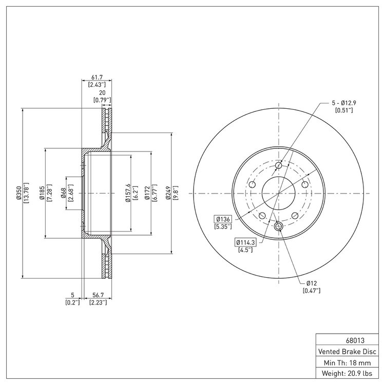 E-Line Blank Brake Rotor, 2008-2020 Infiniti/Nissan, Position: Rear