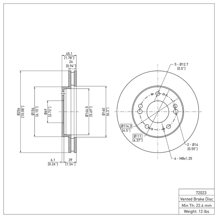 E-Line Blank Brake Rotor, 1990-2005 Fits Multiple Makes/Models, Position: Front