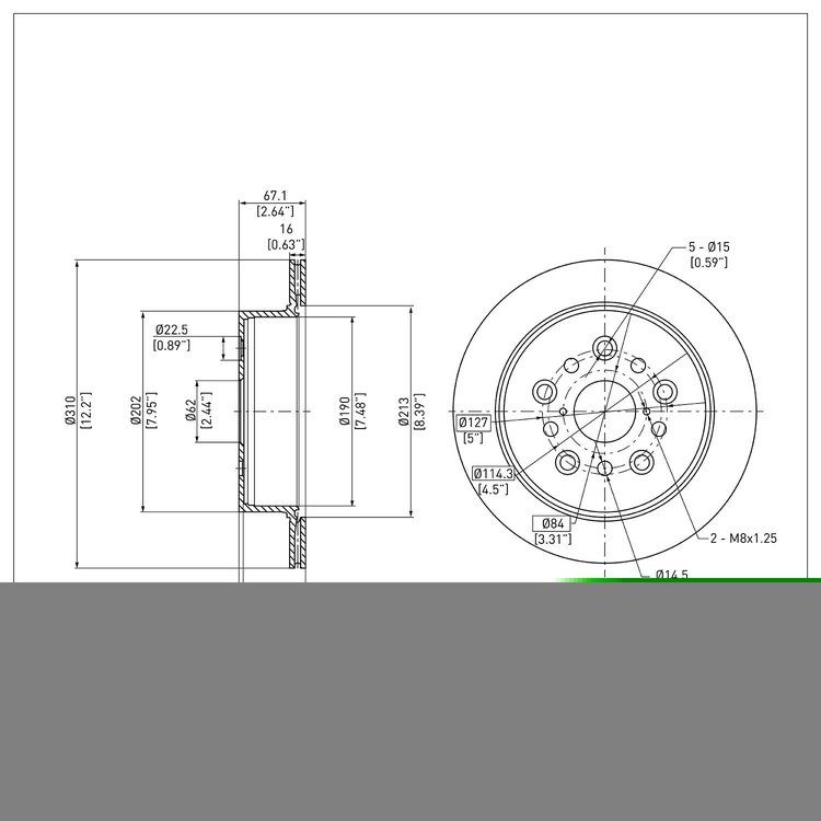 E-Line Blank Brake Rotor, 2001-2006 Lexus/Toyota/Scion, Position: Rear