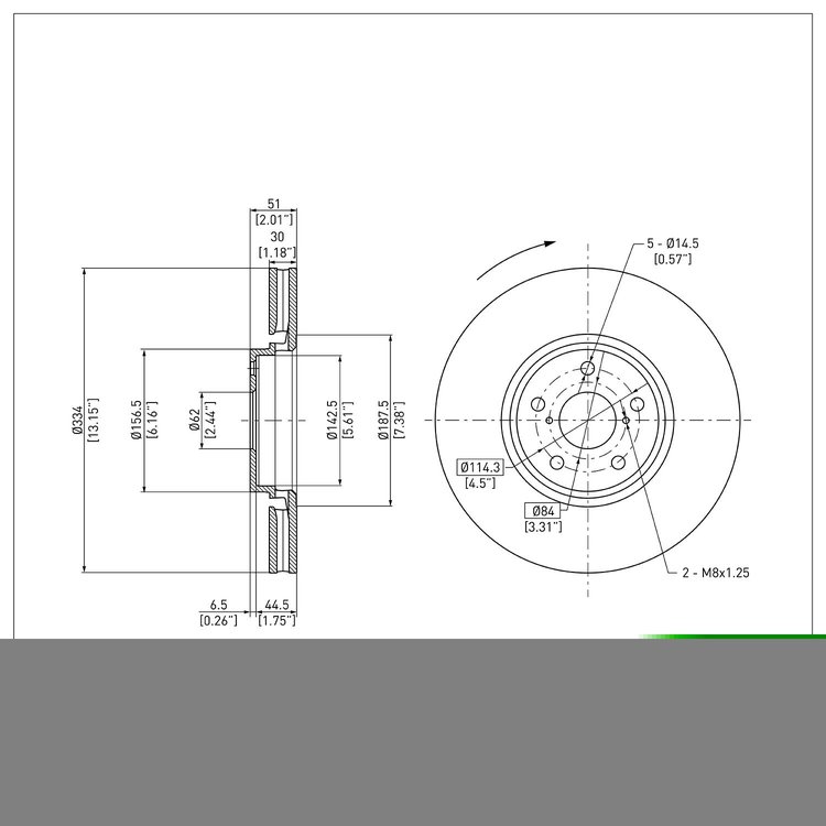 E-Line Blank Rotor, 2007-2011 Lexus/Toyota/Scion, Position: Front Right