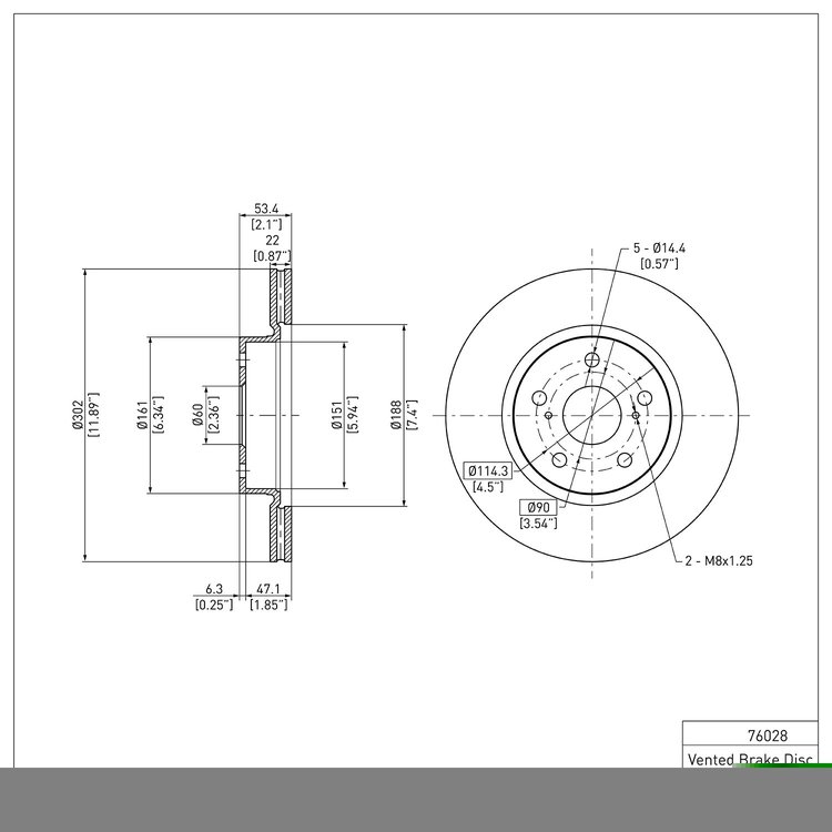 E-Line Blank Brake Rotor, 1986-1992 Lexus/Toyota/Scion, Position: Front