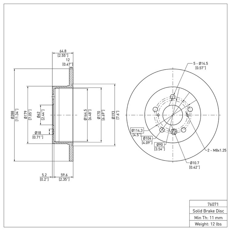 E-Line Blank Brake Rotor, 2000-2004 Lexus/Toyota/Scion, Position: Rear