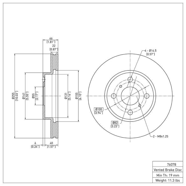 E-Line Blank Brake Rotor, 2006-2019 Lexus/Toyota/Scion, Position: Front