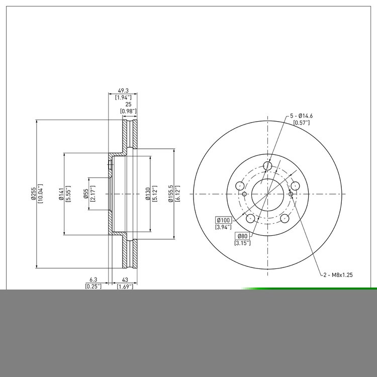 E-Line Blank Brake Rotor, 2010-2017 Lexus/Toyota/Scion, Position: Front
