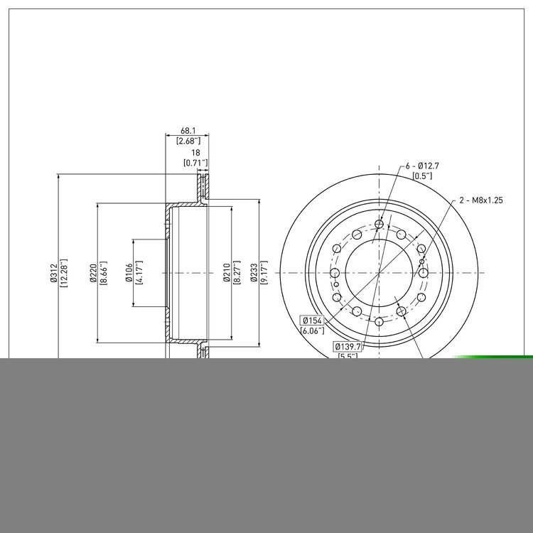 E-Line Blank Brake Rotor, 2001-2009 Lexus/Toyota/Scion, Position: Rear