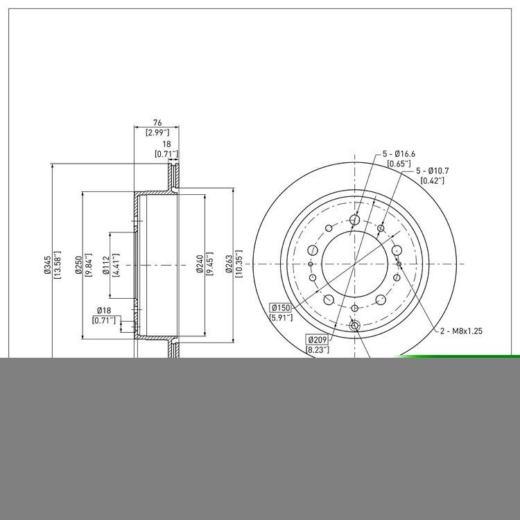 E-Line Blank Brake Rotor, Fits Select Lexus/Toyota/Scion, Position: Rear