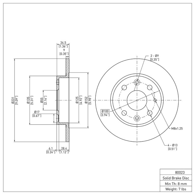 E-Line Blank Brake Rotor, 1990-1993 Ford/Lincoln/Mercury/Mazda, Position: Rear