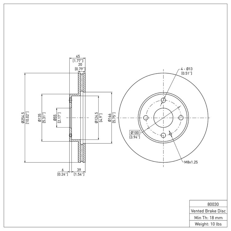 E-Line Blank Brake Rotor, 1994-2002 Ford/Lincoln/Mercury/Mazda, Position: Front