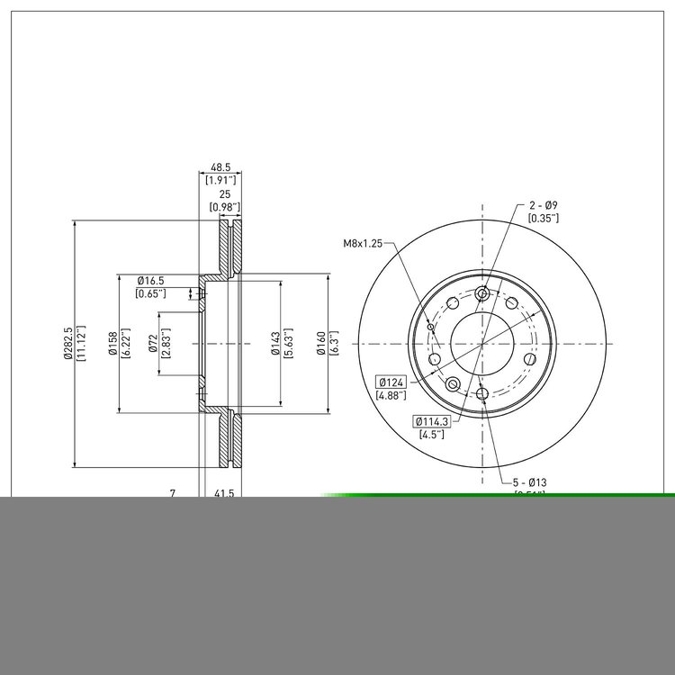 E-Line Blank Brake Rotor, 2003-2005 Ford/Lincoln/Mercury/Mazda, Position: Front