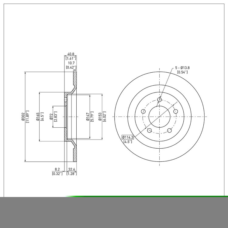 E-Line Blank Brake Rotor, 2006-2015 Ford/Lincoln/Mercury/Mazda, Position: Rear