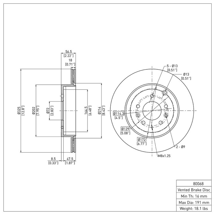 E-Line Blank Brake Rotor, 2007-2015 Ford/Lincoln/Mercury/Mazda, Position: Rear