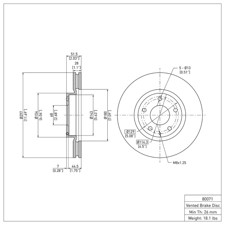 E-Line Blank Brake Rotor, 2013-2015 Ford/Lincoln/Mercury/Mazda, Position: Front