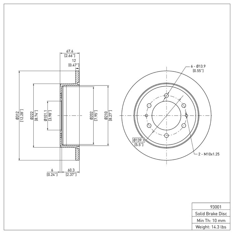 E-Line Blank Brake Rotor, 2006-2010 GM, Position: Rear