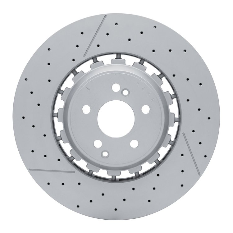 Hi-Carbon Alloy Geomet-Coated Drilled & Slotted Rotor, Fits Select Mercedes-Benz, Position: Front