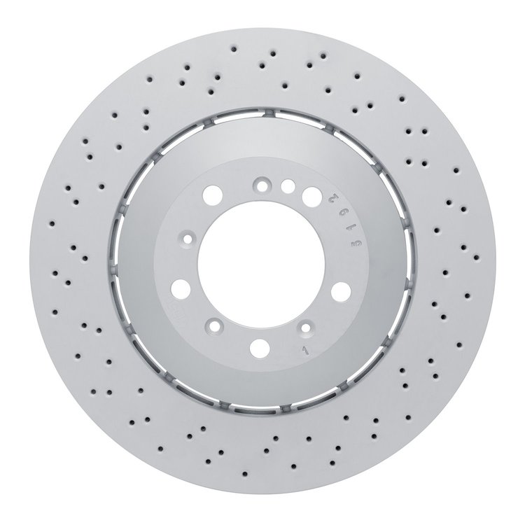 Hi-Carbon Alloy Geomet-Coated Drilled Rotor, 2016-2021 Audi/Porsche/Volkswagen, Position: Front Left
