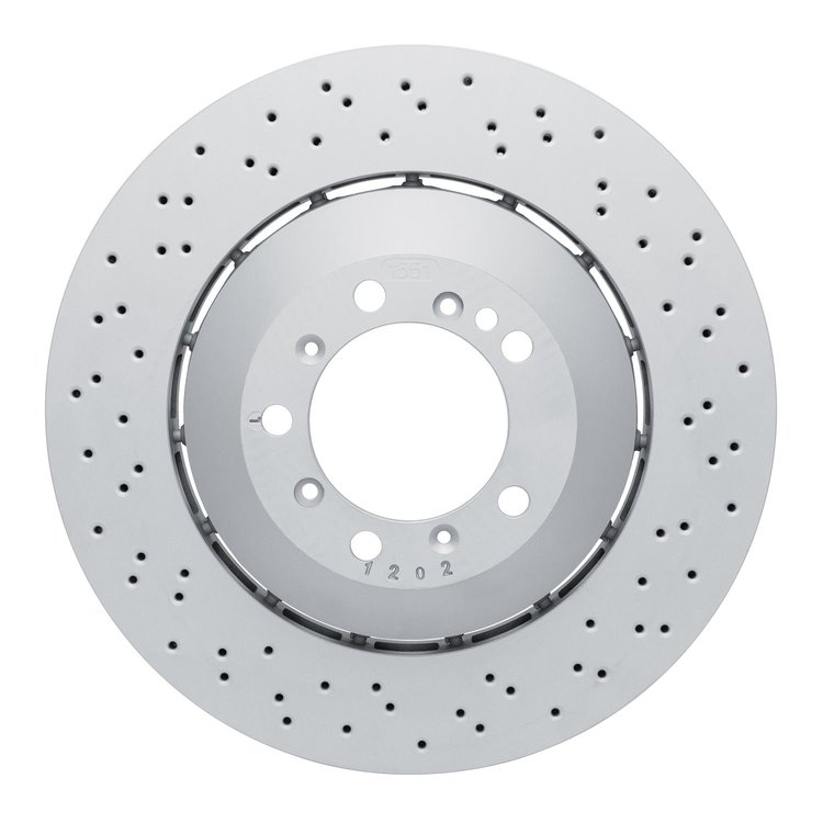 Hi-Carbon Alloy Geomet-Coated Drilled Rotor, 2016-2021 Audi/Porsche/Volkswagen, Position: Front Right