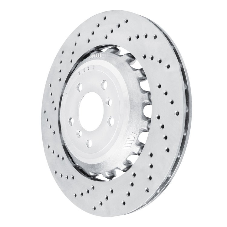Hi-Carbon Alloy Geomet-Coated Drilled Rotor, 2012-2019 BMW, Position: Rear Left