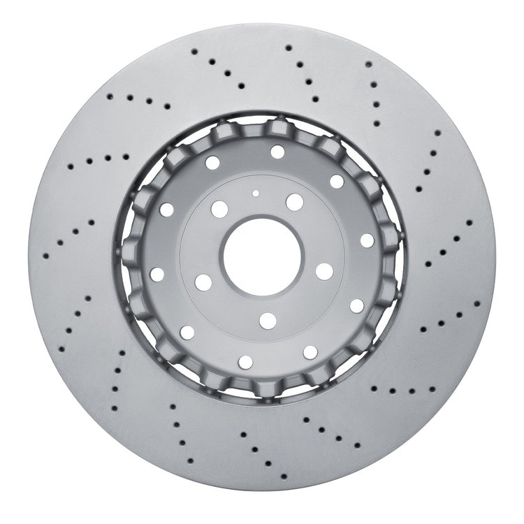 Hi-Carbon Alloy Geomet-Coated Drilled Rotor, 2014-2018 Audi/Porsche/Volkswagen, Position: Front
